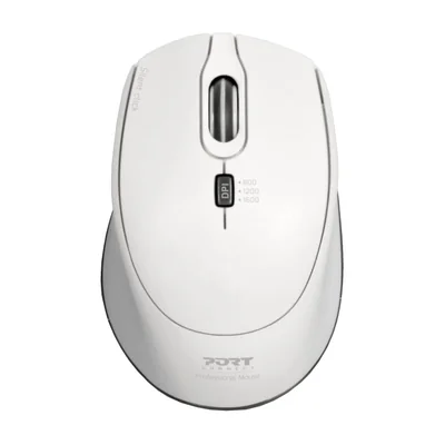 Port Connect Silent 1600DPI 3 Button Wireless Mouse - White