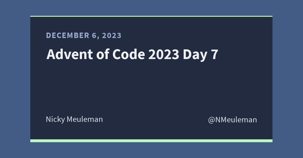 Advent of Code 2023 Day 7: Camel Cards 