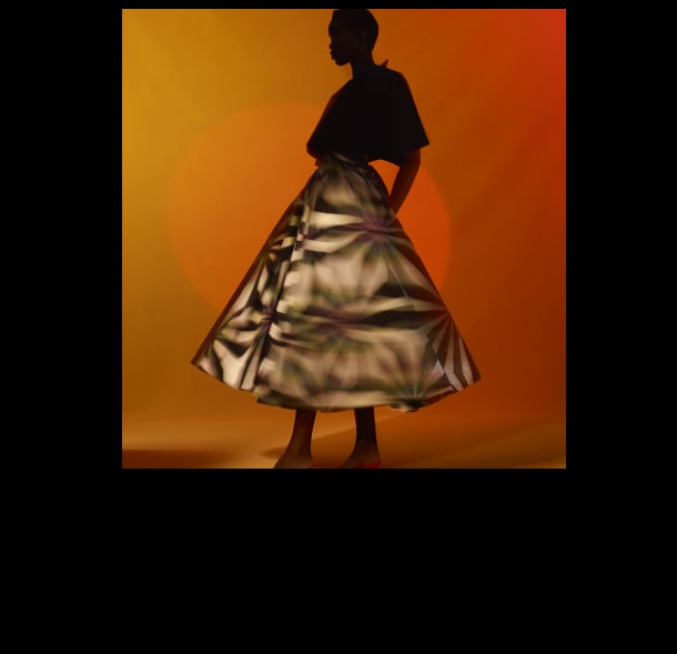 Christopher John Rogers - Cropped Tee With Corsage|Halftone Harlequin Full Circle Skirt