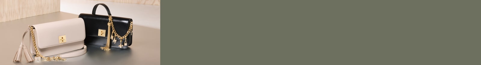 GOLDEN GOOSE.LEATHER BAGS w/ CHAIN STRAPS AND MULTIPLE CHARMS