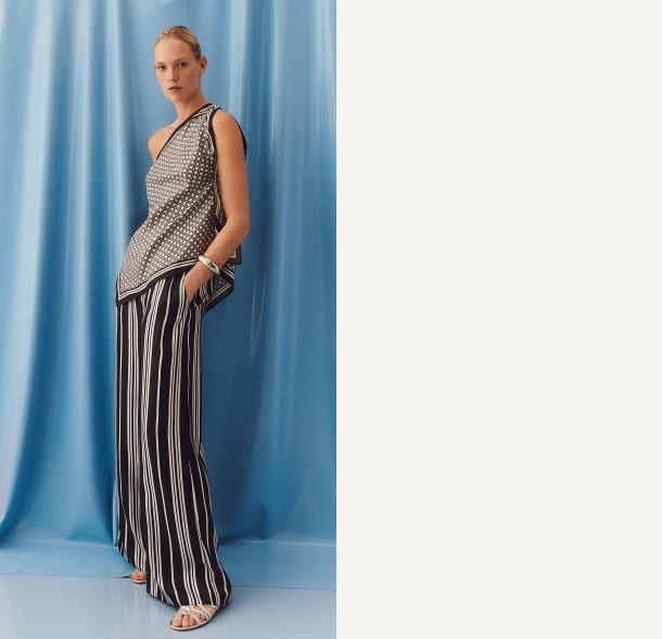 Lillian Wide Leg Pant| Oskar Scarf Top