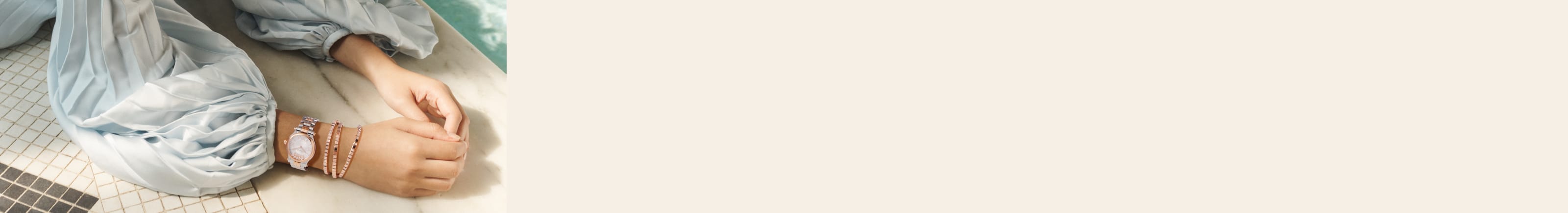 Ss/Rg 33mm Happy Sport Auto On Bracelet| Rg My Happy Hearts Pink Single Stud Earring| Rg My Happy Hearts Mop Station Necklace| Rg Ice Cube Pure Large Semi Dia Bangle  Size M| Rg Ice Cube Pure Large Full Dia Bangle  Size M| Rg Ice Cube Pure Large Bangle Size M|