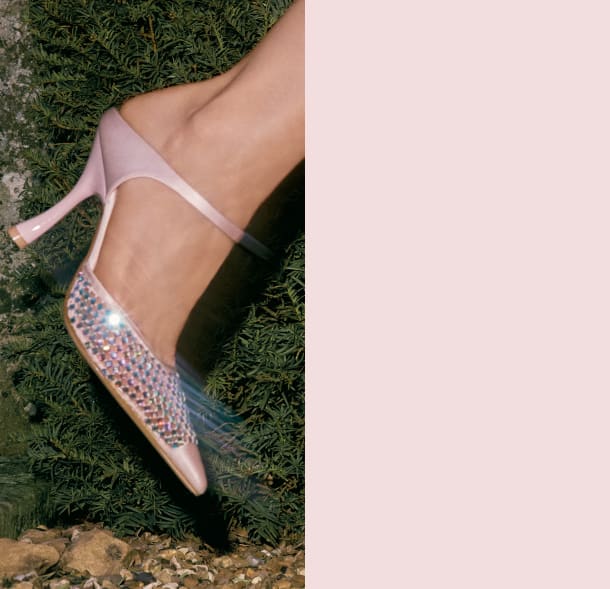 Vega Crystal Mesh Net Mule Pumps