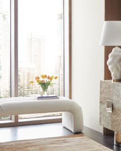 Console| Rug| Freeform Vase-Irys—Tall| Freeform Vase-Irys –Short| Eclipse| Josiahs Hilltop Triptych Gic| Goccia 8 Light Chandelier|