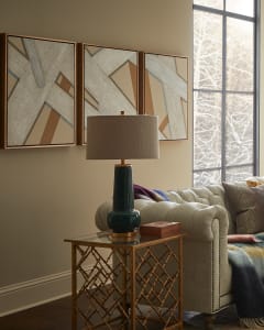 Side Table| Glamazon Pillow Marigold| Wayland Pillow Cocoa| Wing Chair| Matelasse Pillow| Barron Table Lamp Green| Matisse Collection| Waylon Antler Chandelier| Cocktail Table| Chesterfield Sofa| Forest Green| Beige Windows Wall Art| Rug