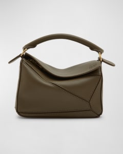 Loewe Mini Puzzle Bag Patchwork Calfskin In Green/Olive