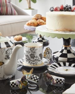 Butterfly Toile Canisters Set of 3| Butterfly Toile Creamer Sugar Set| Butterfly Toile Mug Saucer Set| Butterfly Toile Napkin Rings Set of 4| Butterfly Toile Pedestal Platter Large| Butterfly Toile Pedestal Platter Small| Butterfly Toile Teapot| Butterfly Toile Salad Plate| Butterfly Toile Bread and Butter Plate