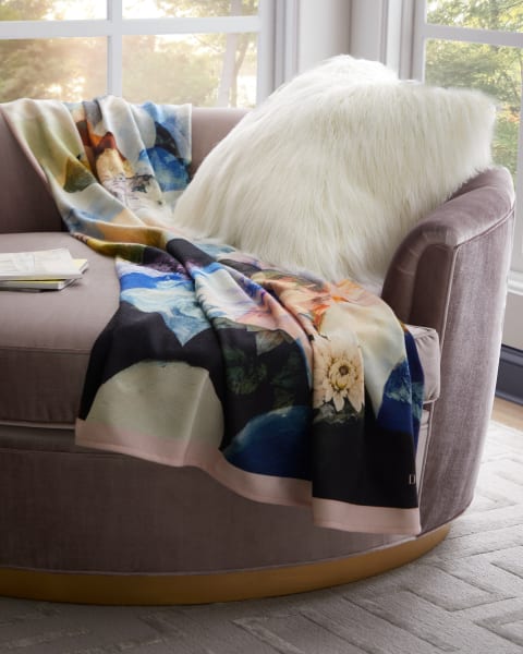 Signature Series Pillow| Kyoto Flower Peacock Throw Blanket