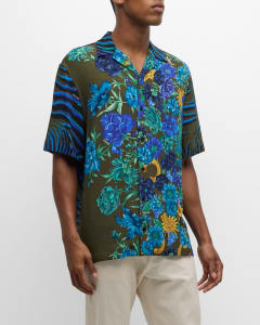 Louis Vuitton Abstract Print Button-Up Shirt - Blue Casual Shirts