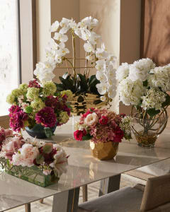 White Real-touch Peonies Arrangement Artificial Faux Table Centerpiece,  Wedding Faux Florals Flowers Arrangement in Glass Vase by Blue Paris