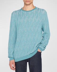 Quest Long Sleeve Crew - Camo Jacquard- Teal