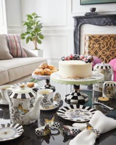 Butterfly Toile Canisters Set of 3| Butterfly Toile Creamer Sugar Set| Butterfly Toile Mug Saucer Set| Butterfly Toile Napkin Rings Set of 4| Butterfly Toile Pedestal Platter Large| Butterfly Toile Pedestal Platter Small| Butterfly Toile Teapot| Butterfly Toile Salad Plate| Butterfly Toile Bread and Butter Plate