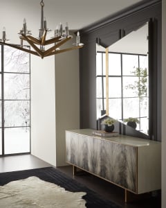 Antares 12-Light Chandelier| Credenza| Knox Mirror| Midnight Callas| Rug|