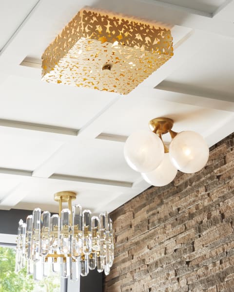 Round crystal fixture|Square Butterfly Flush-Mount Light|Cristol Large Triple Globe Flush Mount