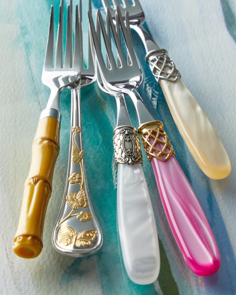 French Shine 20-Piece Flatware Service, Champagne| 20-Piece French Shine Flatware Service| 20-Piece Gold Accent Butterfly Flatware Set| 20-Piece Victoria Shine Flatware Set, White