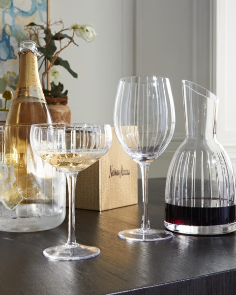 Neiman Marcus - Cut Carafe|Neiman Marcus - Cut Coupe Glass Set Of 4|Neiman Marcus - Cut Ice Bucket|Neiman Marcus - Cut Wine Glasses Set Of 4