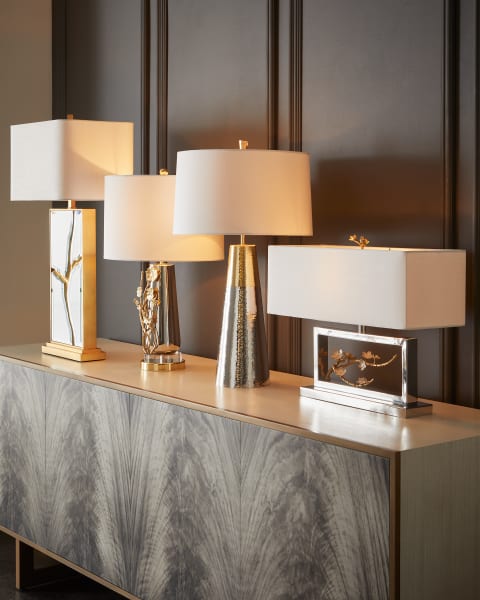 Blanche Accent Lamp| Modern Mirror and Exotic Gold Table Lamp| Nickel Poppy Table Lamp| Rashmi Table Lamp