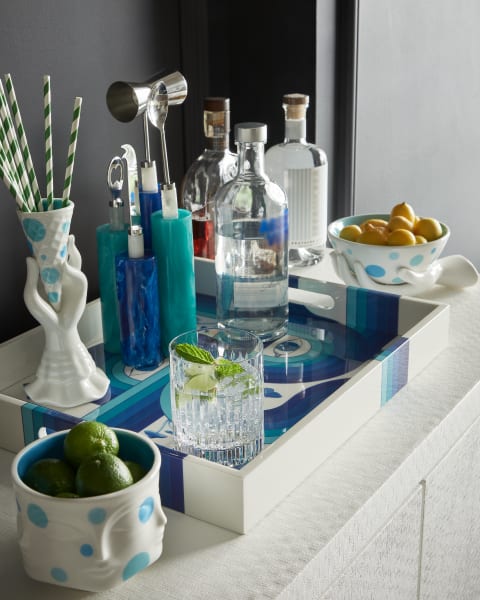 Druggist Lacquer Tray| Le Pop Dora Maar Condiment Bowl - Limited Edition| Le Pop Eve Accent Bowl - Limited Edition| Le Pop I-Scream Vase - Limited Edition| Mustique Barware Set