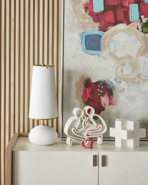 Loving Family Sculpture| Plus Sign Object Banswara| Hattie Mini Lamp  White