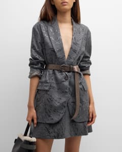 Brunello Cucinelli Wrapped Kimono Jacket w/ Monili Tab