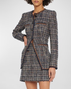 Louis Vuitton Charcoal Grey Cotton Cropped Jacket w/ Grosgrain Ribbon Trim