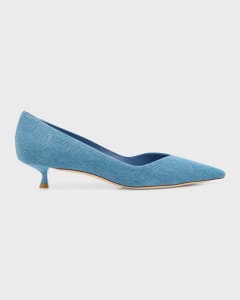 Stuart Weitzman
Eva Denim Kitten-Heel Pumps