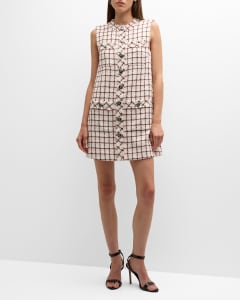 Akris punto Mock Neck Short-Sleeve A-Line Merino Knit Dress