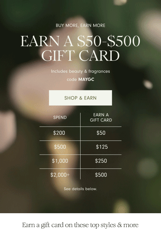Earn a $50-$500 Gift Card - Shop & Earn