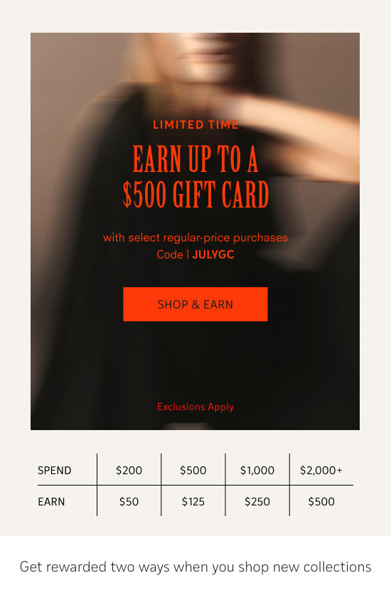 Earn up to a $500 gift card - Shop & Earn