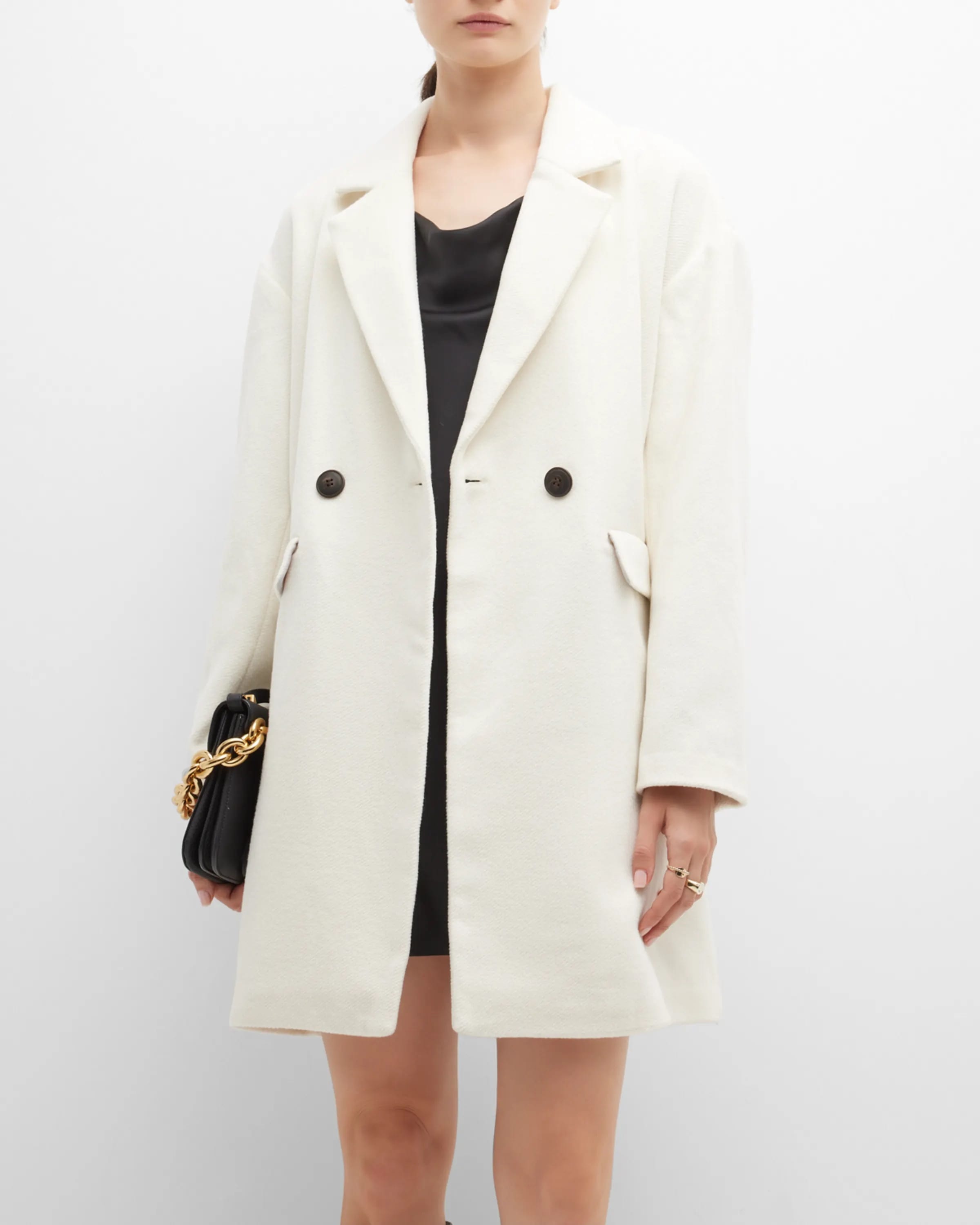 On-model Image of a Noize white faux wool coat