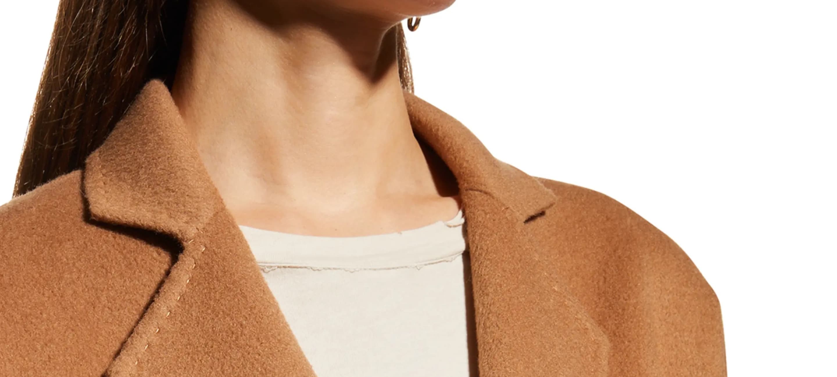 On-model image of a Rails camel wool/polyester trench coat