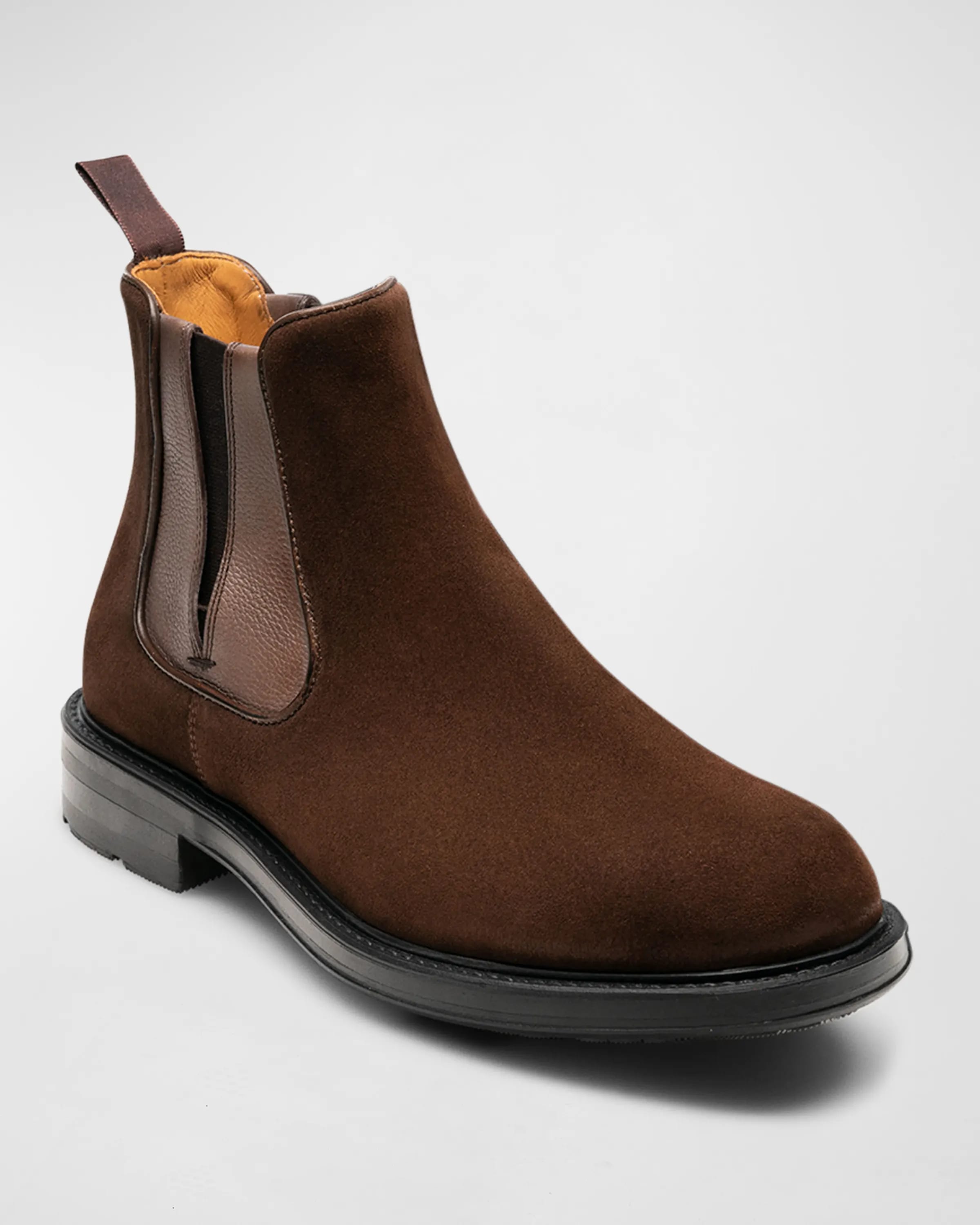 Ghost image of Magnanni brown suede and leather Chelsea boots