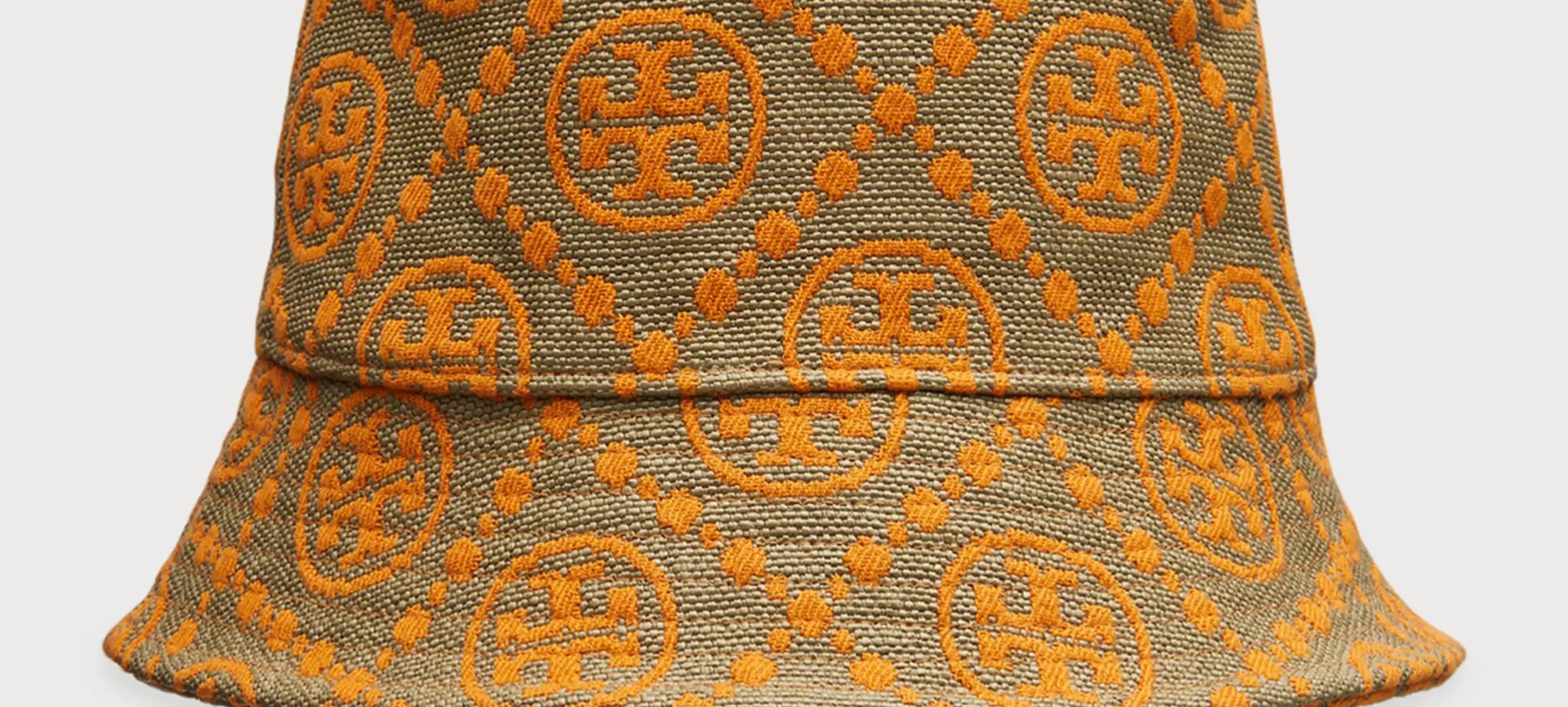 Ghost image of a Tory Burch orange khaki cotton bucket hat