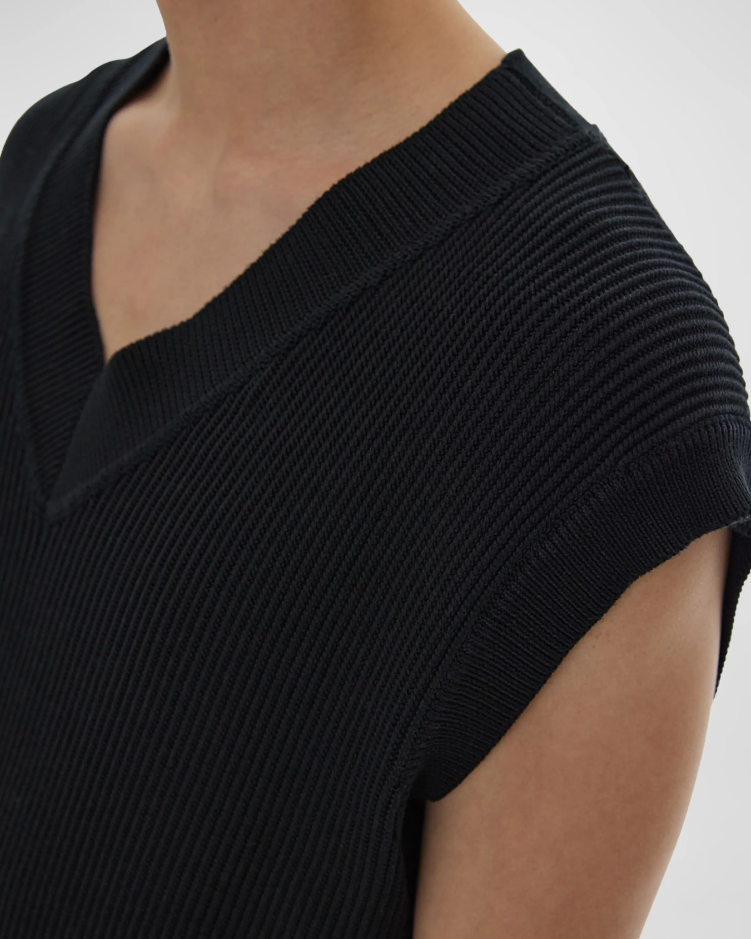 On-model image of a Helmut Lang black cotton vest