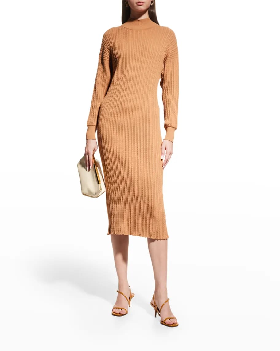 On-model image of a Misook Italian clay rayon/polyester dress