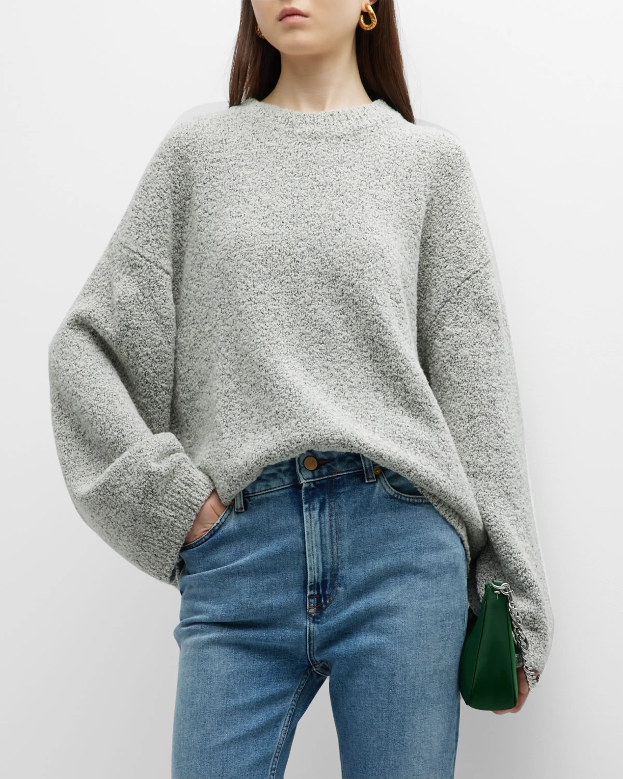 On-model image of a TOVE gray cashmere sweater