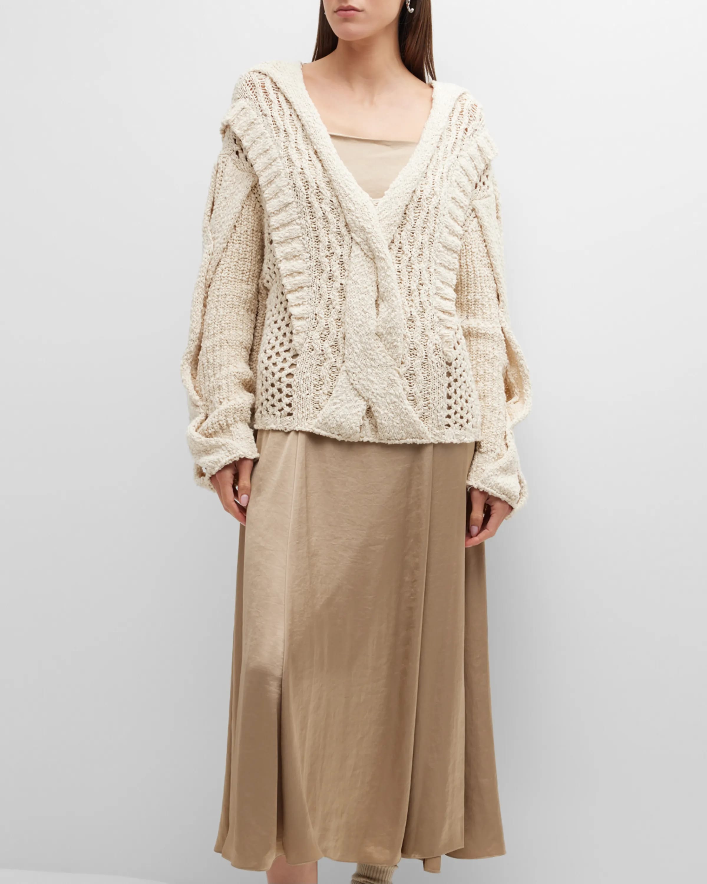 On-model image of an Aeron cream cotton sweater
