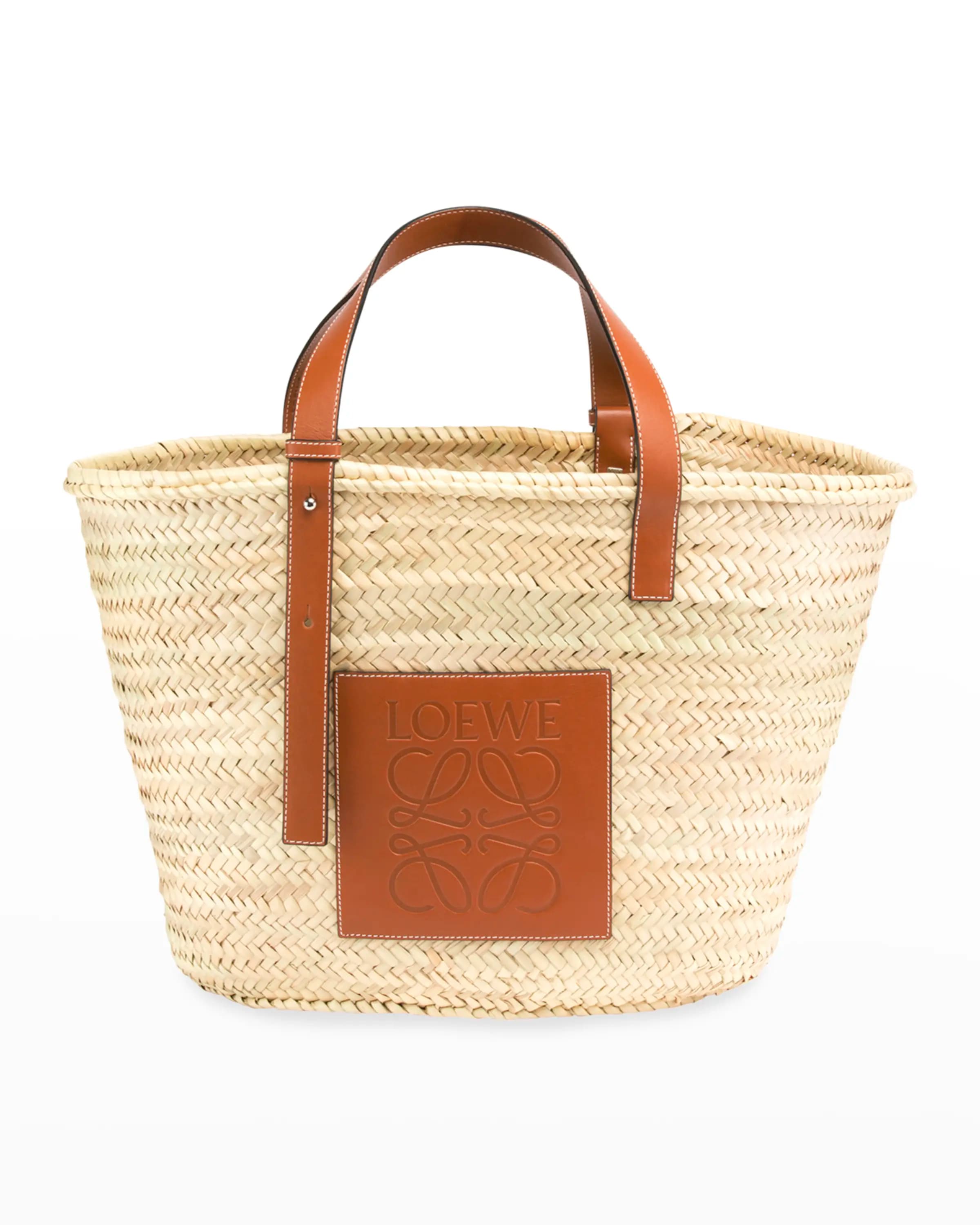 Ghost image of a Loewe tan raffia/calf leather tote bag