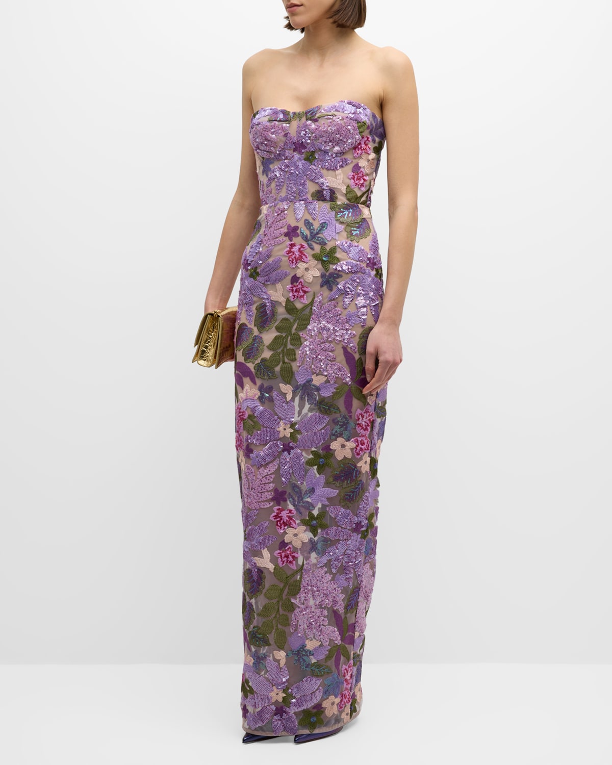 Sexy Floral Applique Deep V Backless High Slit Maxi Cocktail Dress - B –  Rosedress