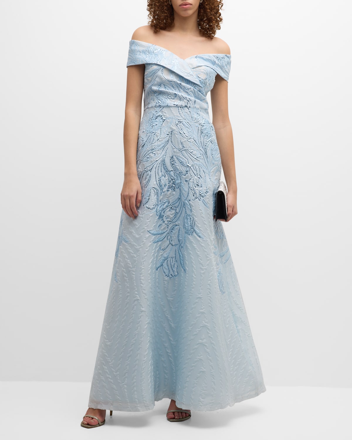 Beaded Long Sleeve Evening Gown - Elegant Threads