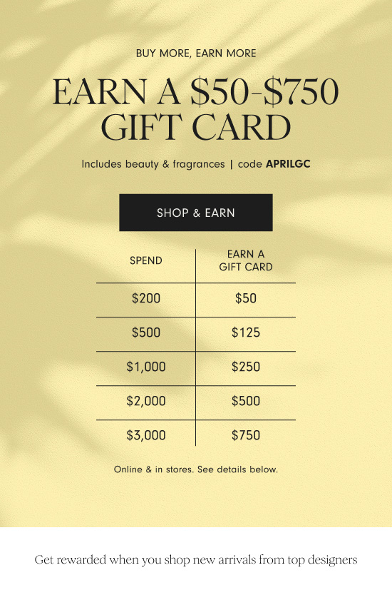 Earn a $50-$750 gift card
