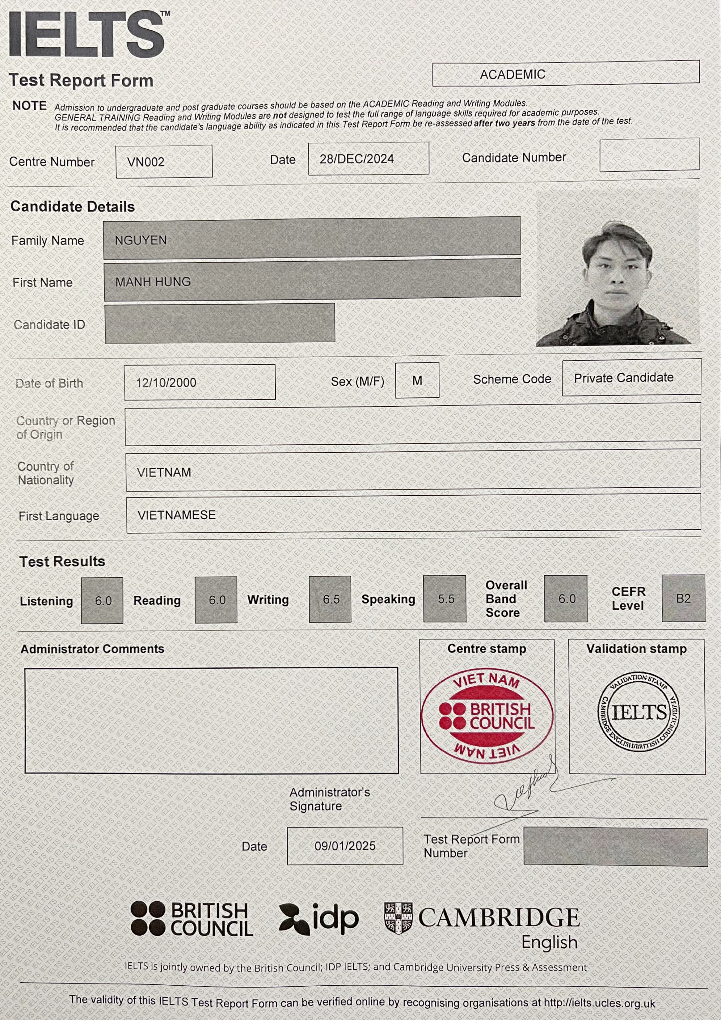 IELTS Certification (6.0)