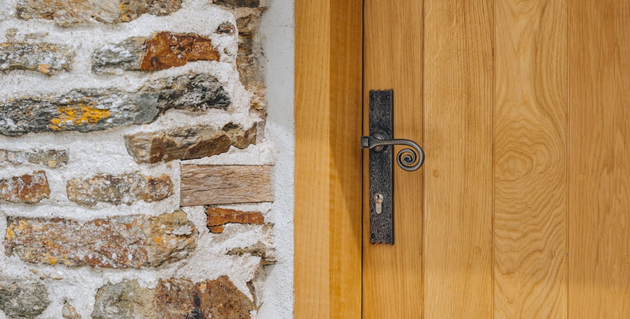 close up view of a bespoke timber door