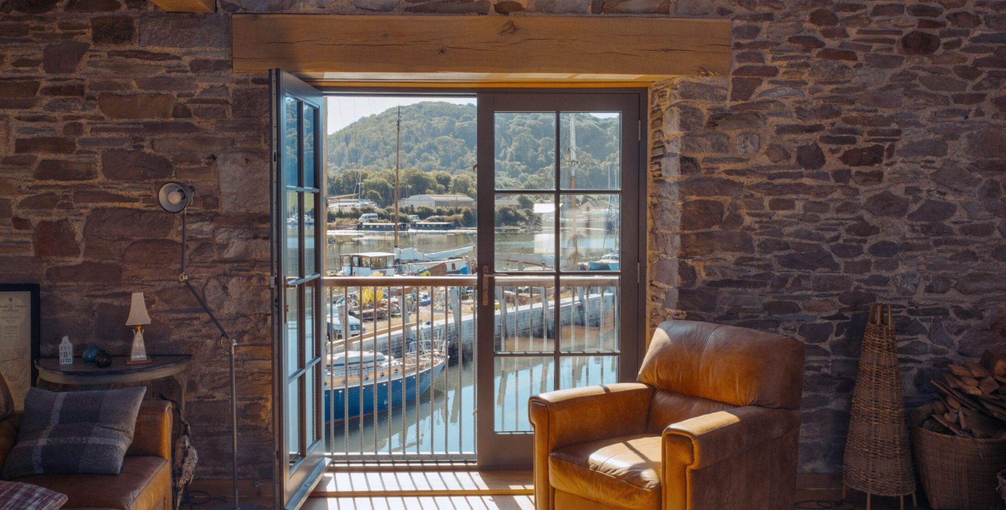 creative bespoke timber double doors looking from lounge