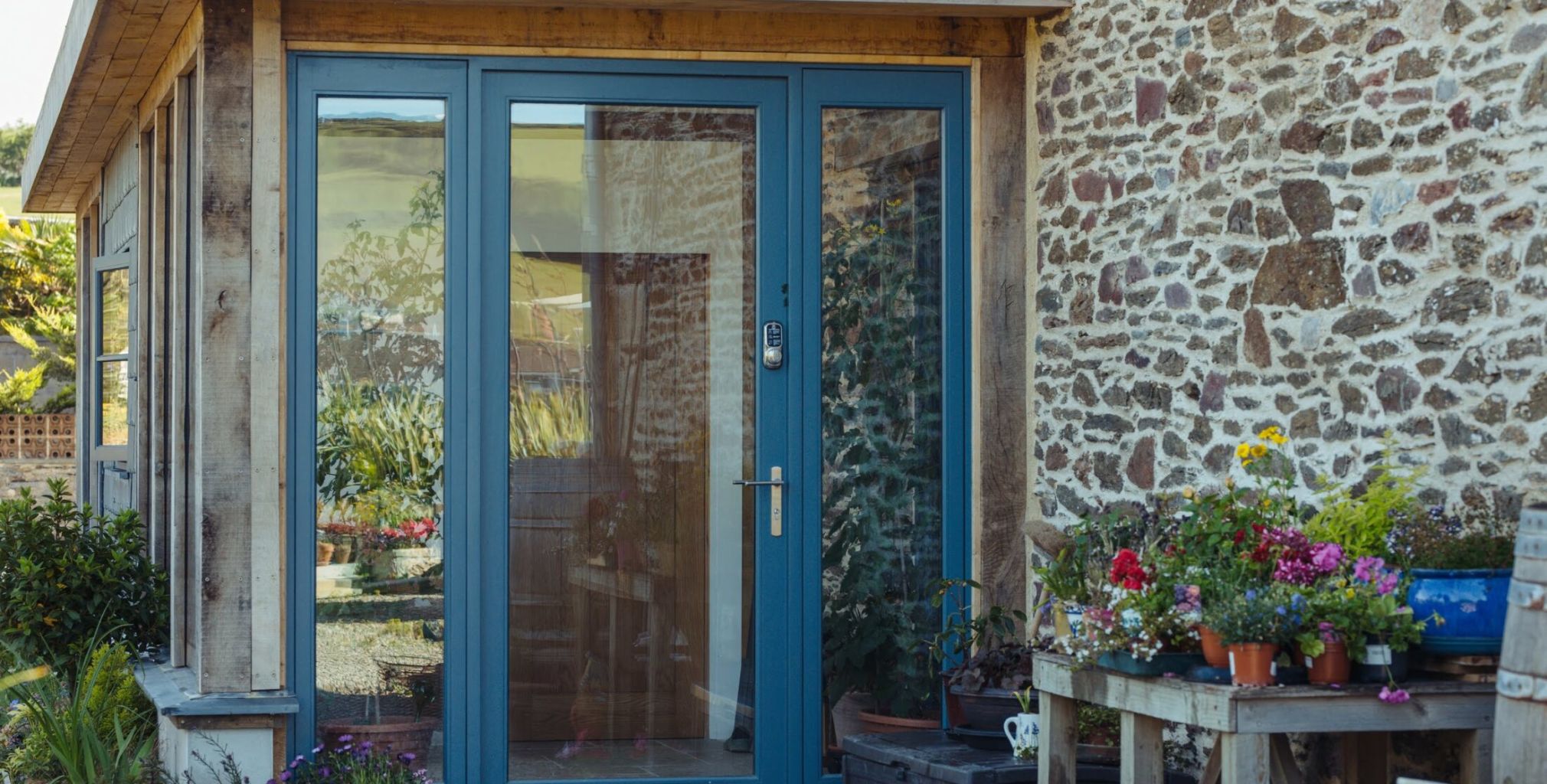 blue traditional timber front door