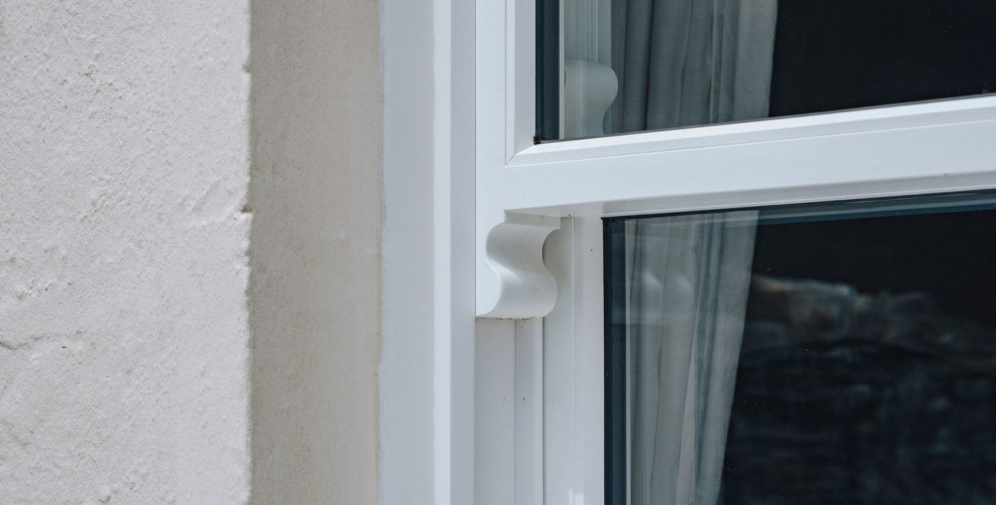 white sliding sash window detailed view