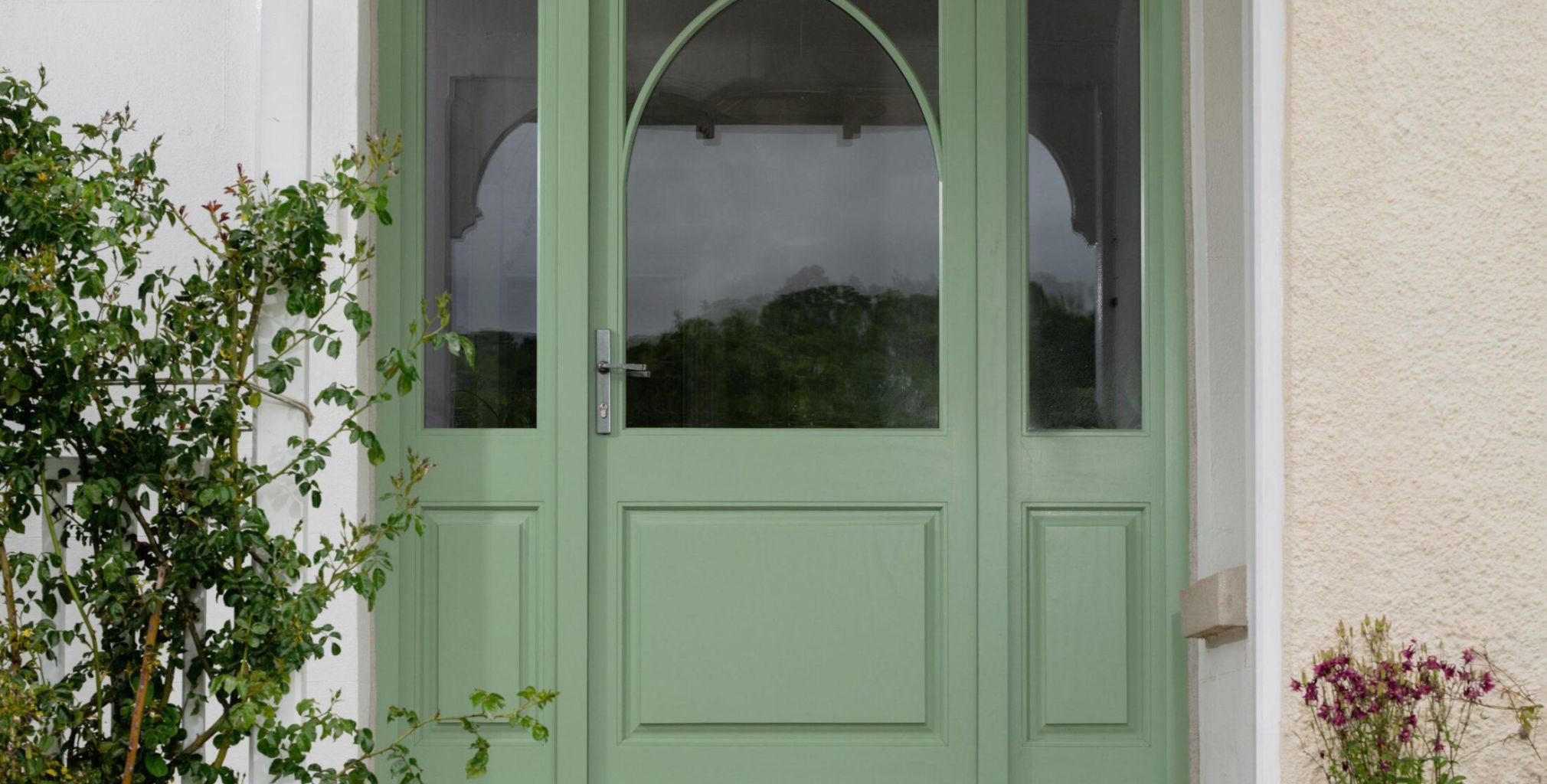 green front door front view