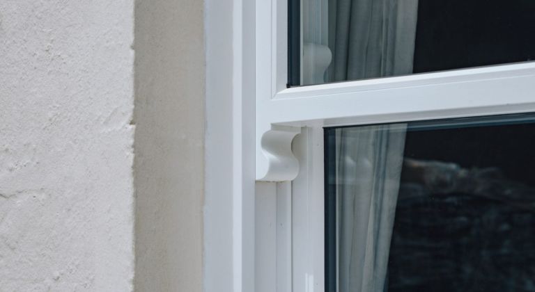 white sliding sash window detailed view