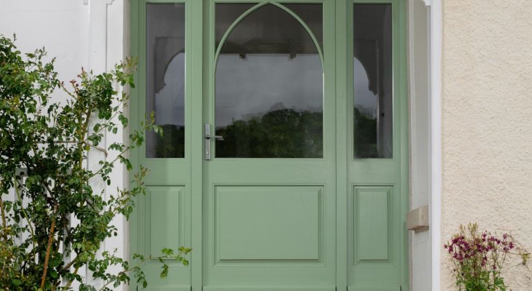 green front door front view