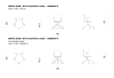 chaise pivotante avec piètement en métal et roulettes, 5 pieds + accoudoir